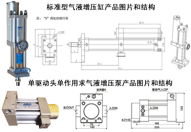 氣液增壓缸和氣液增壓泵在結構的區別圖